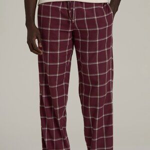 American Tall Flannel Pajama Pants for Tall Men in Wine Windowpane